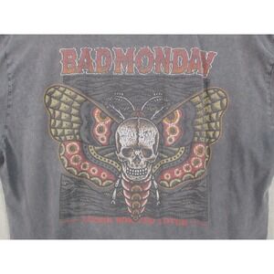 Bad Monday Mens Acid Wash Logo‎ Graphic T-Shirt Charcoal Grey Size UK L